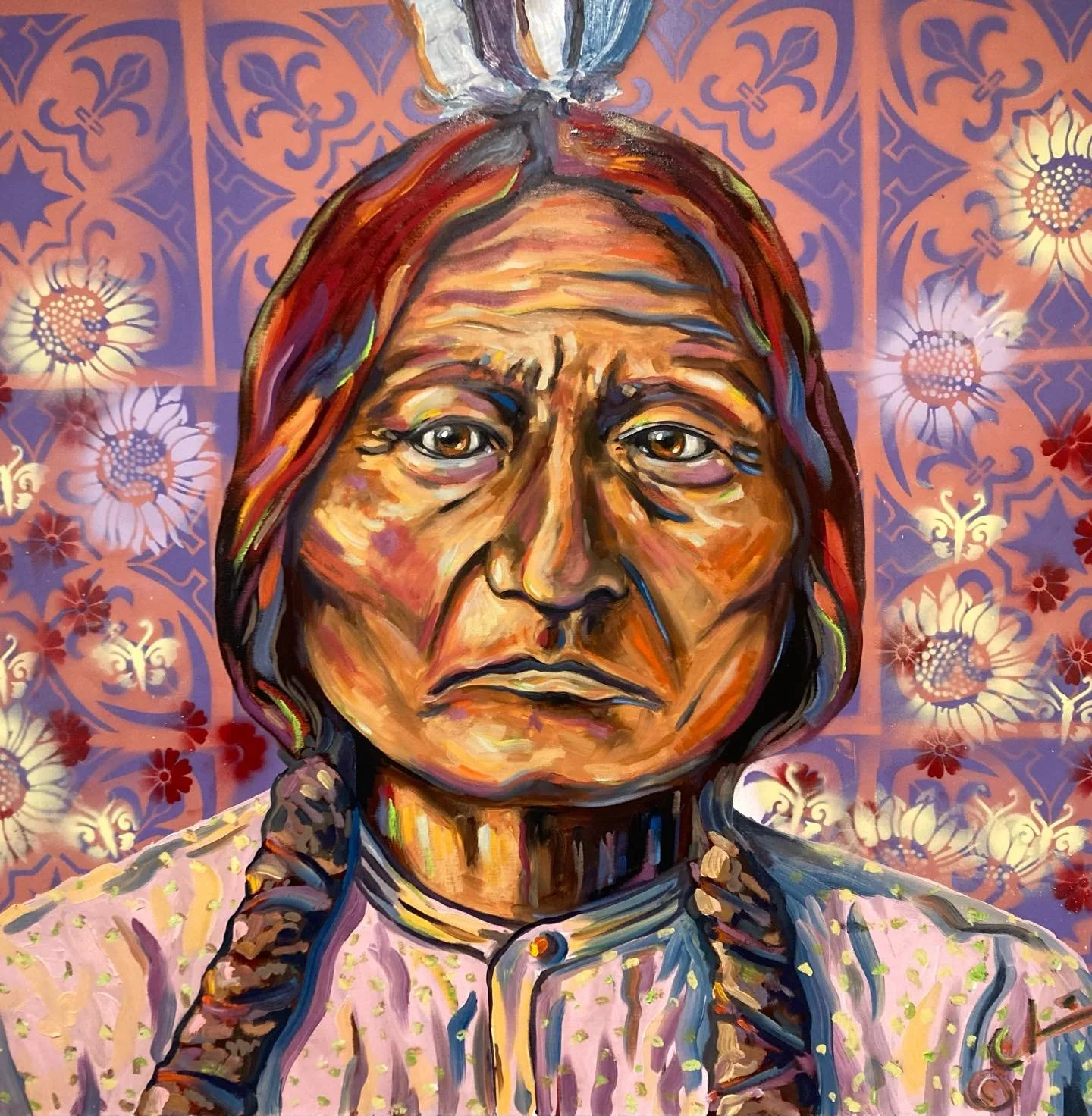 Sitting Bull 36 x 36 oil #sittingbull #dakotaterritory WakefieldArts.com