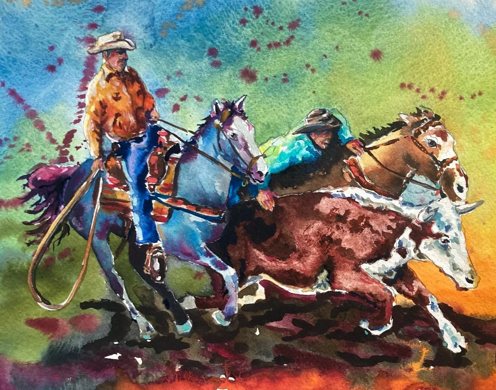 "Working Men" original watercolor