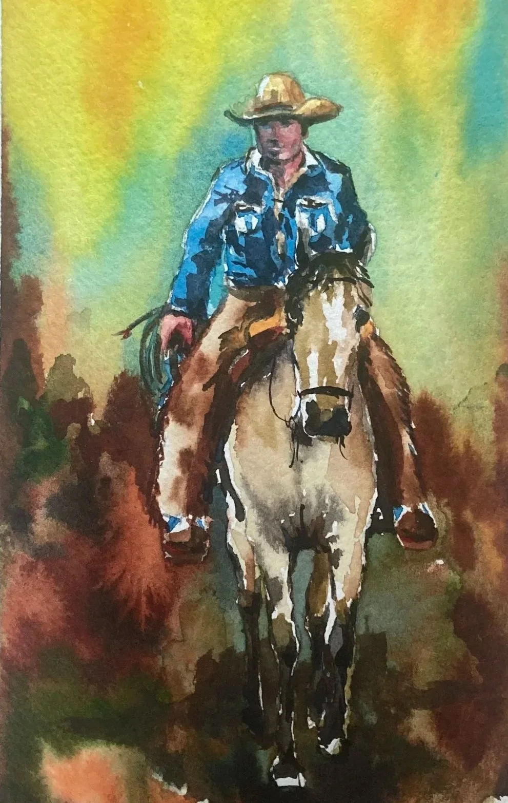 "All In A Day's Work" original watercolor
