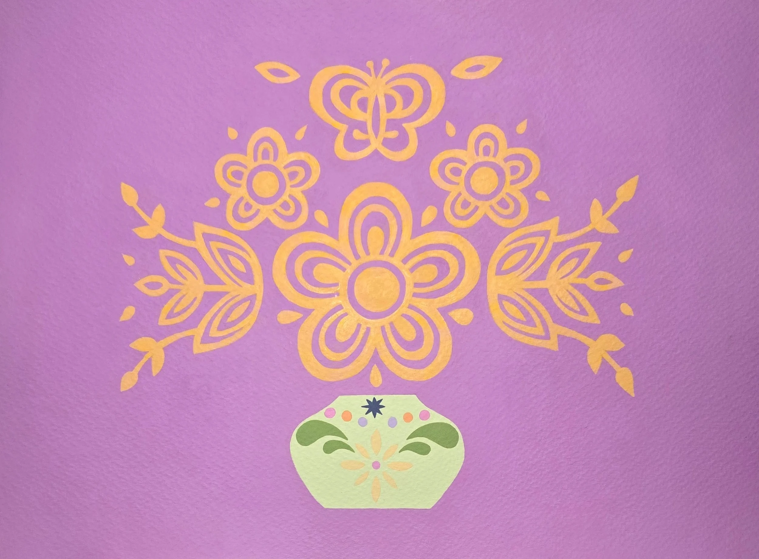 Butterfly Gold, gouache on paper, 16"x12"