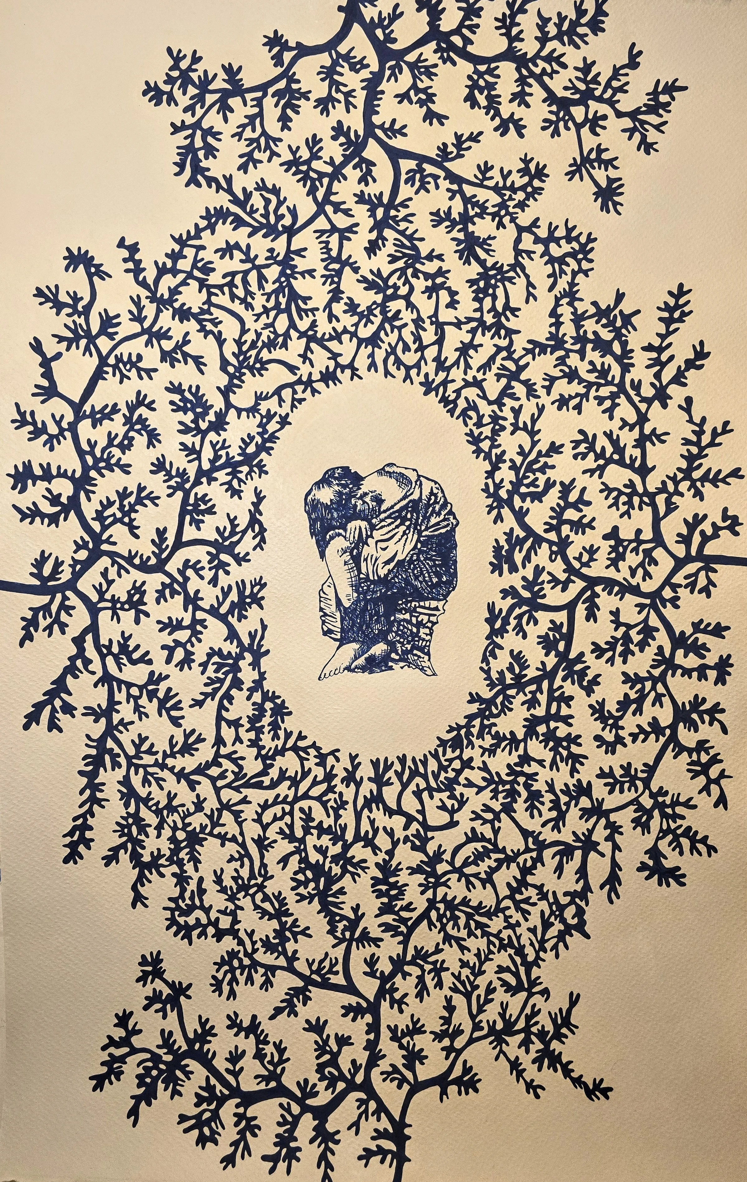 Puritanical Geist, gouache on paper, 20"x32"