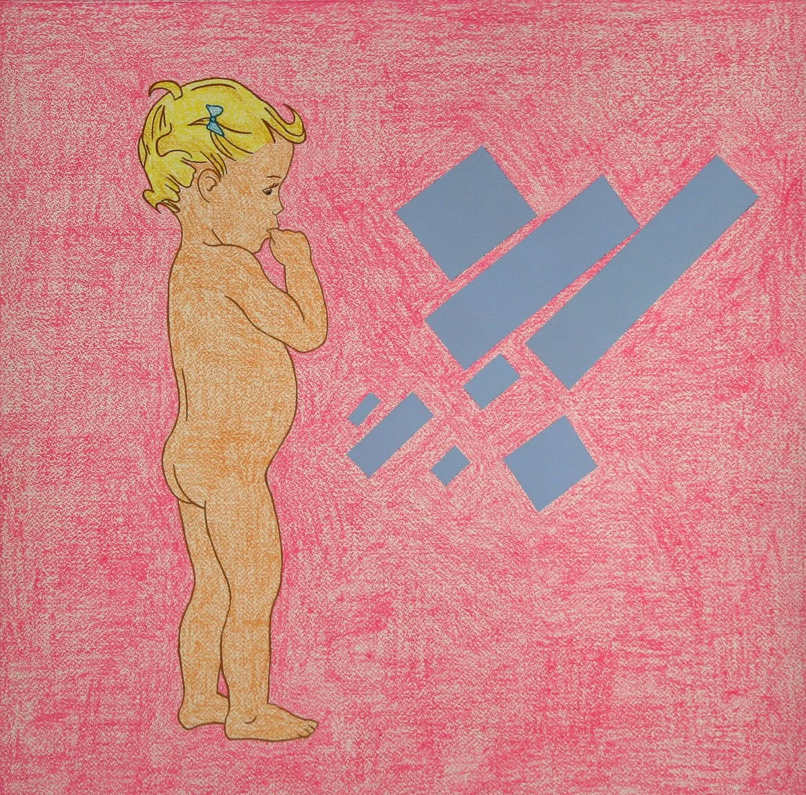 Contemplating the Universe, gouache and crayon on paper, 16"x16"