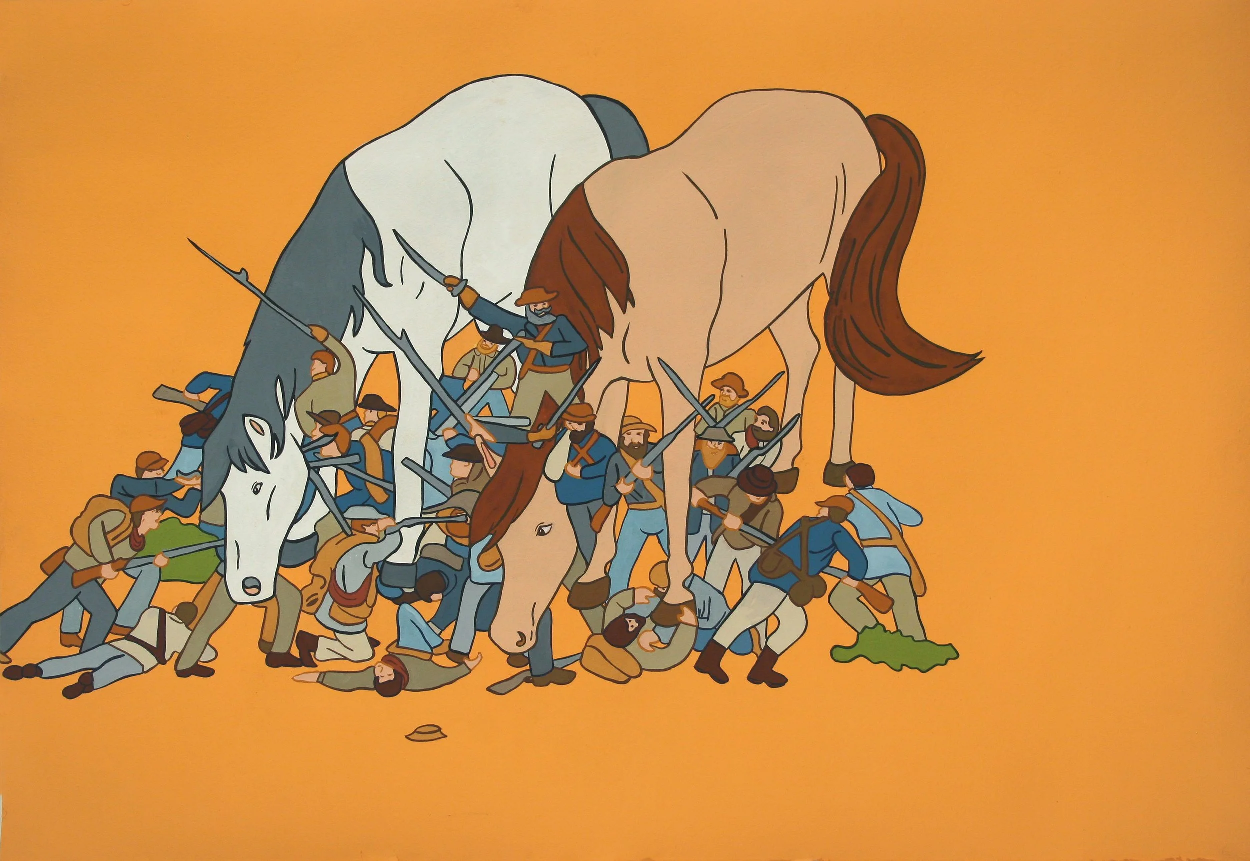 The Lost Battle, gouache on paper