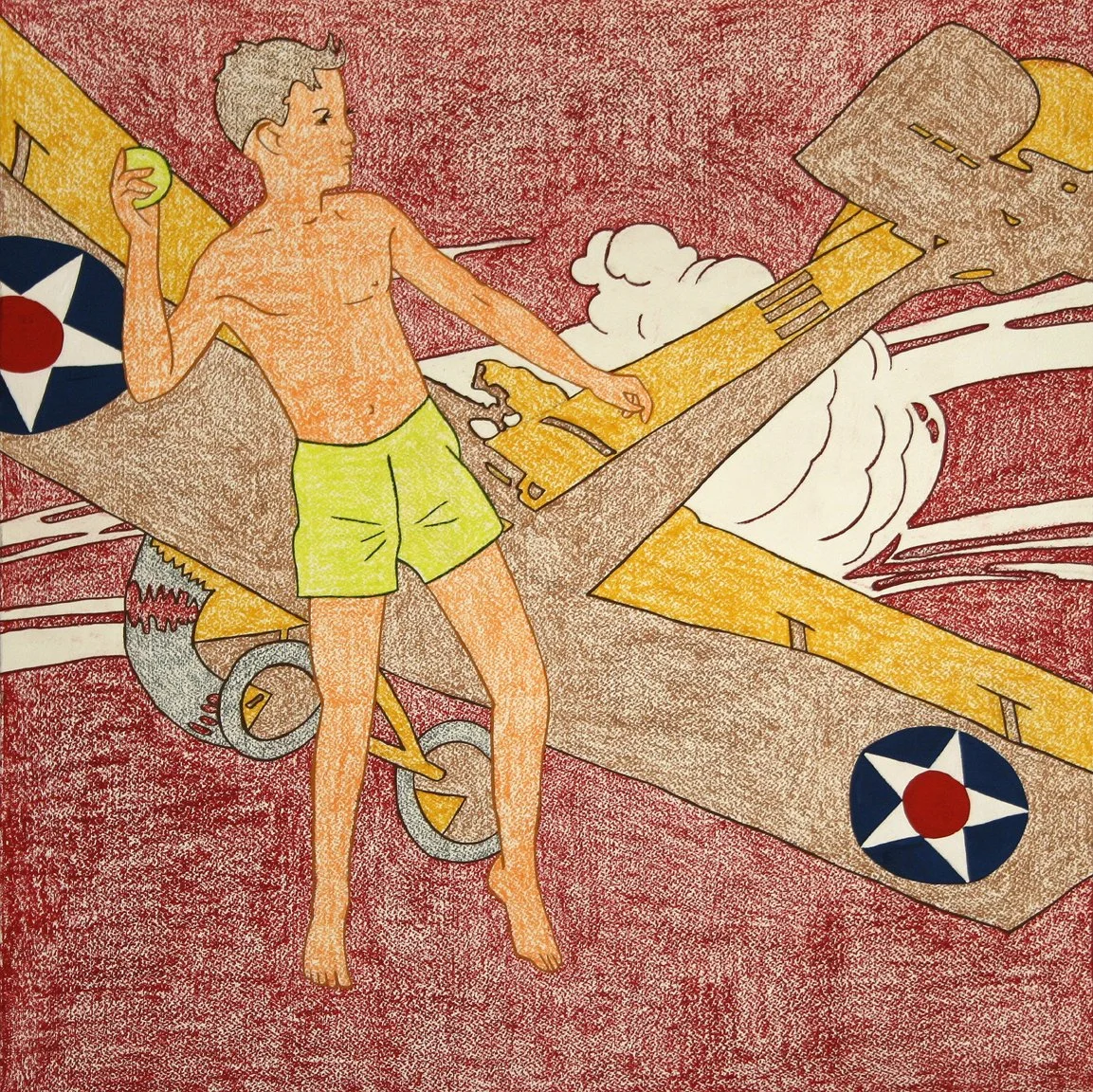 All American, gouache and crayon on paper