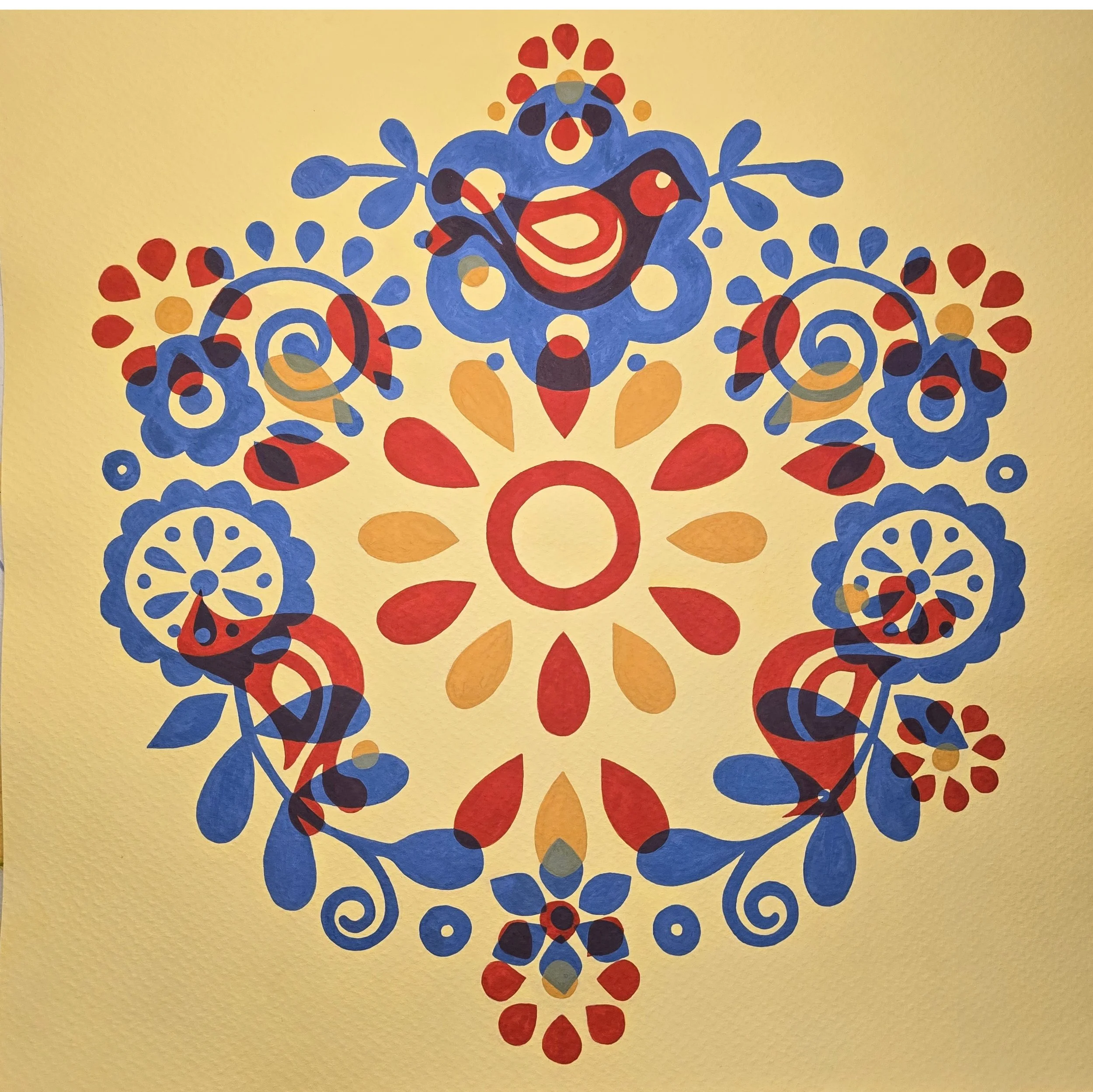 Friendship Circle, gouache on paper, 16"x16"