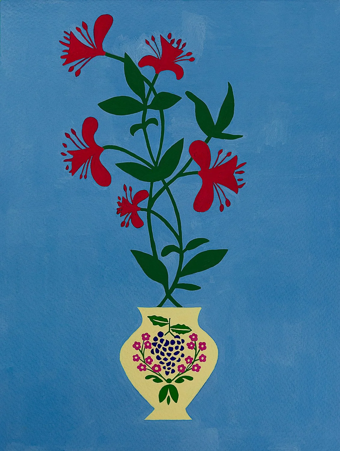 Honeysuckle, gouache on paper, 12"x16"