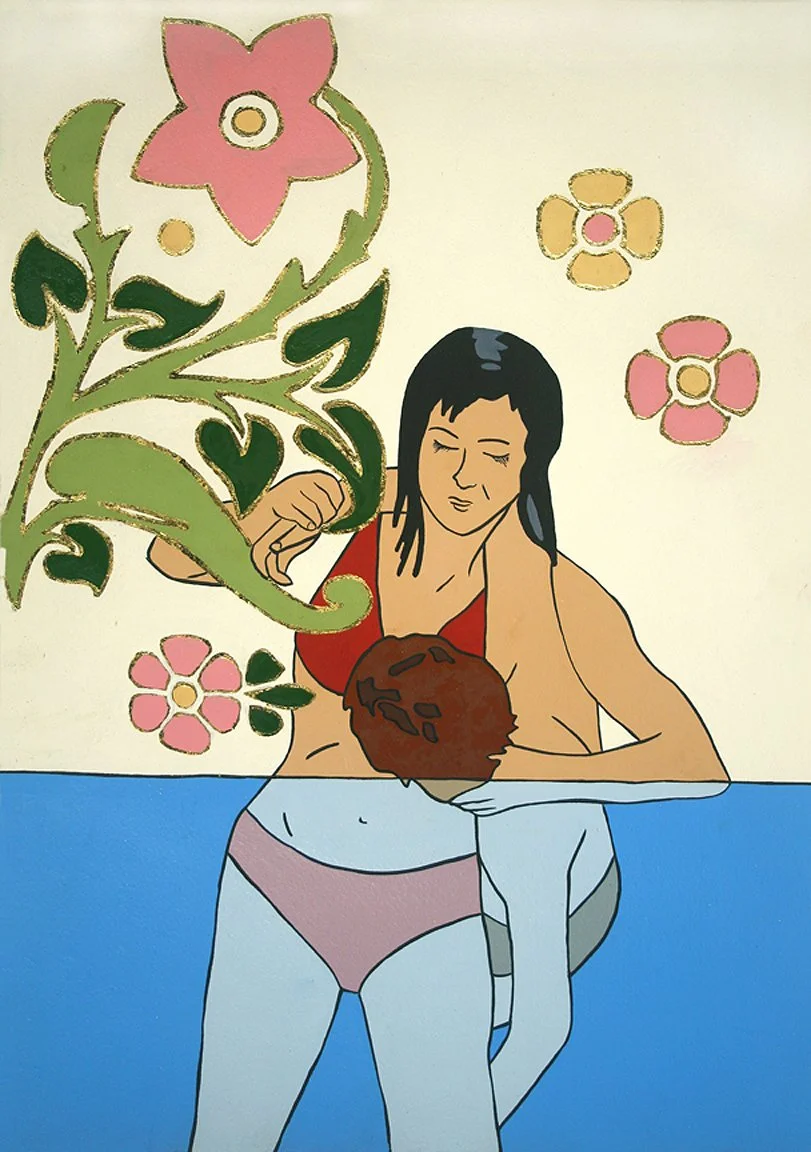 Rescue, gouache and gold leaf on paper