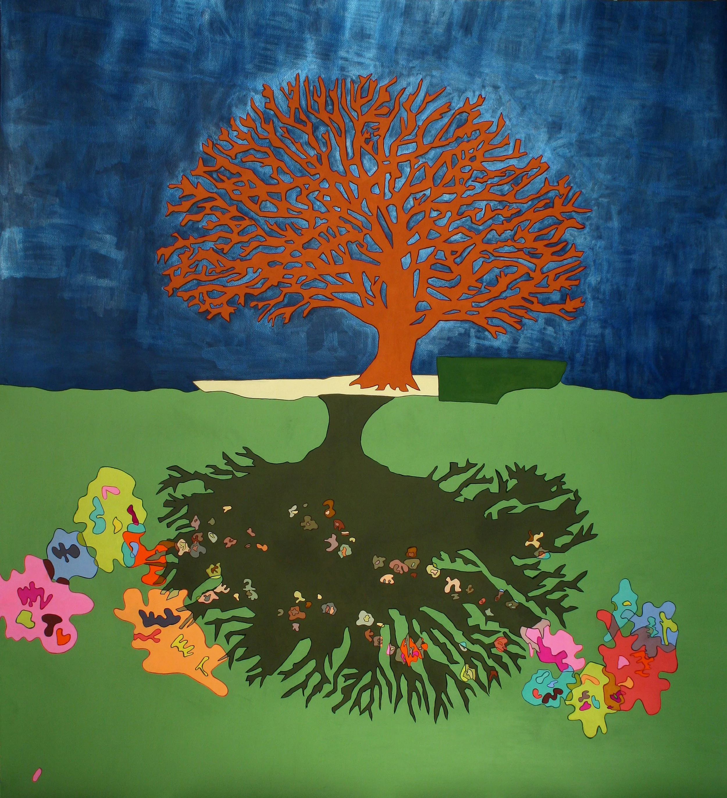 Reflection, gouache on paper