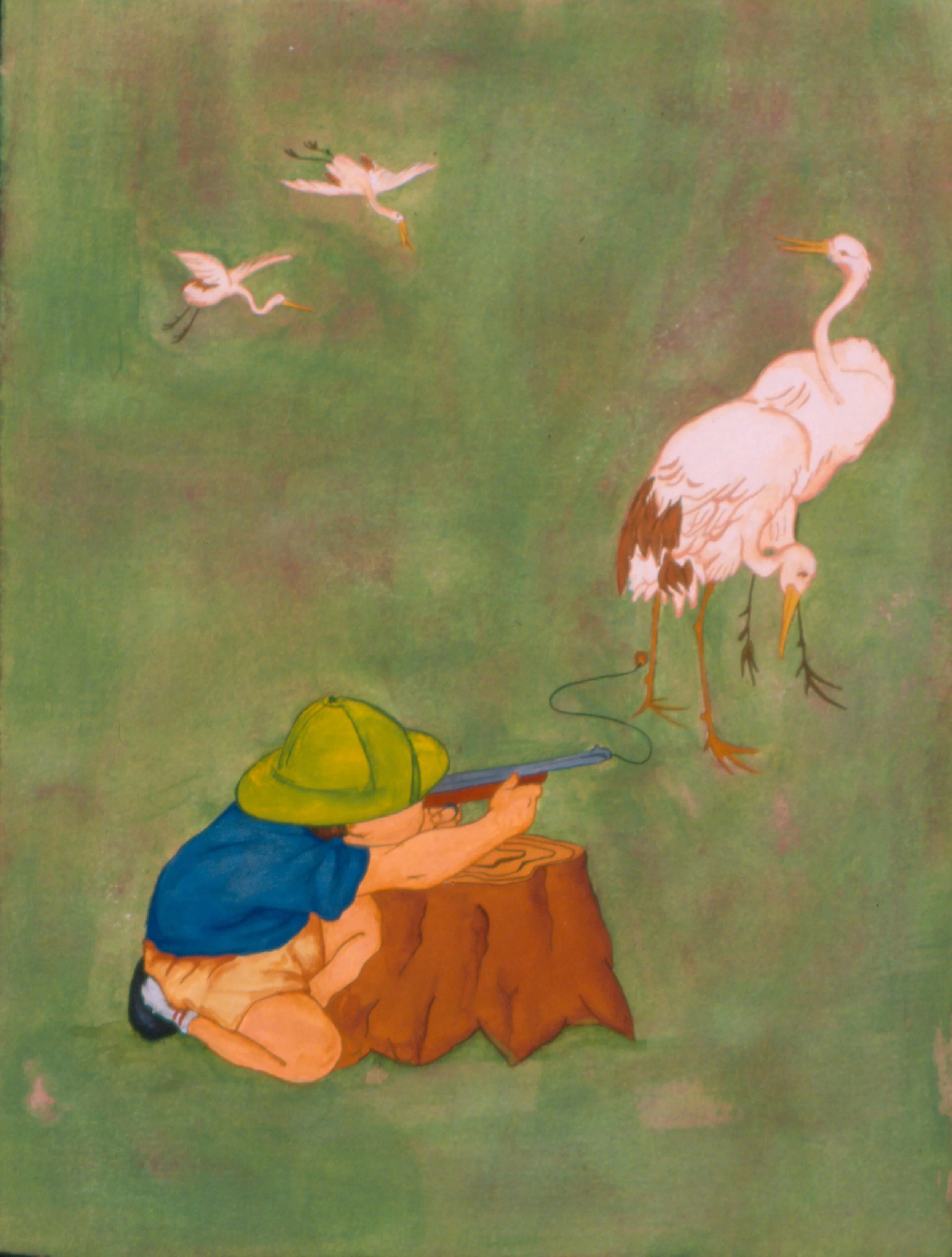 The Hunter, gouache on paper