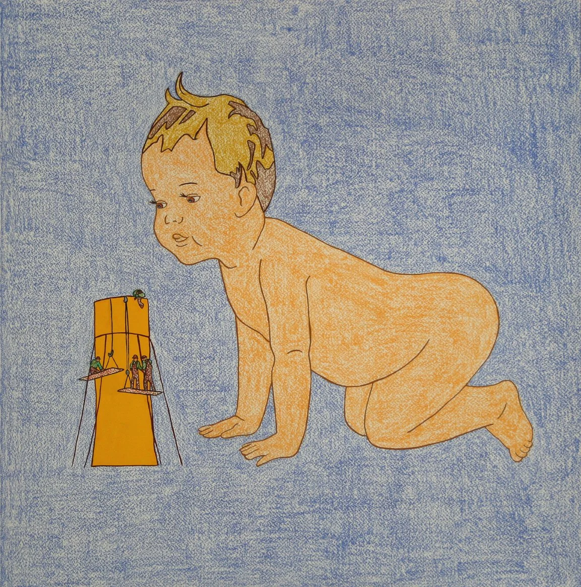 General Foreman, gouache and crayon on paper