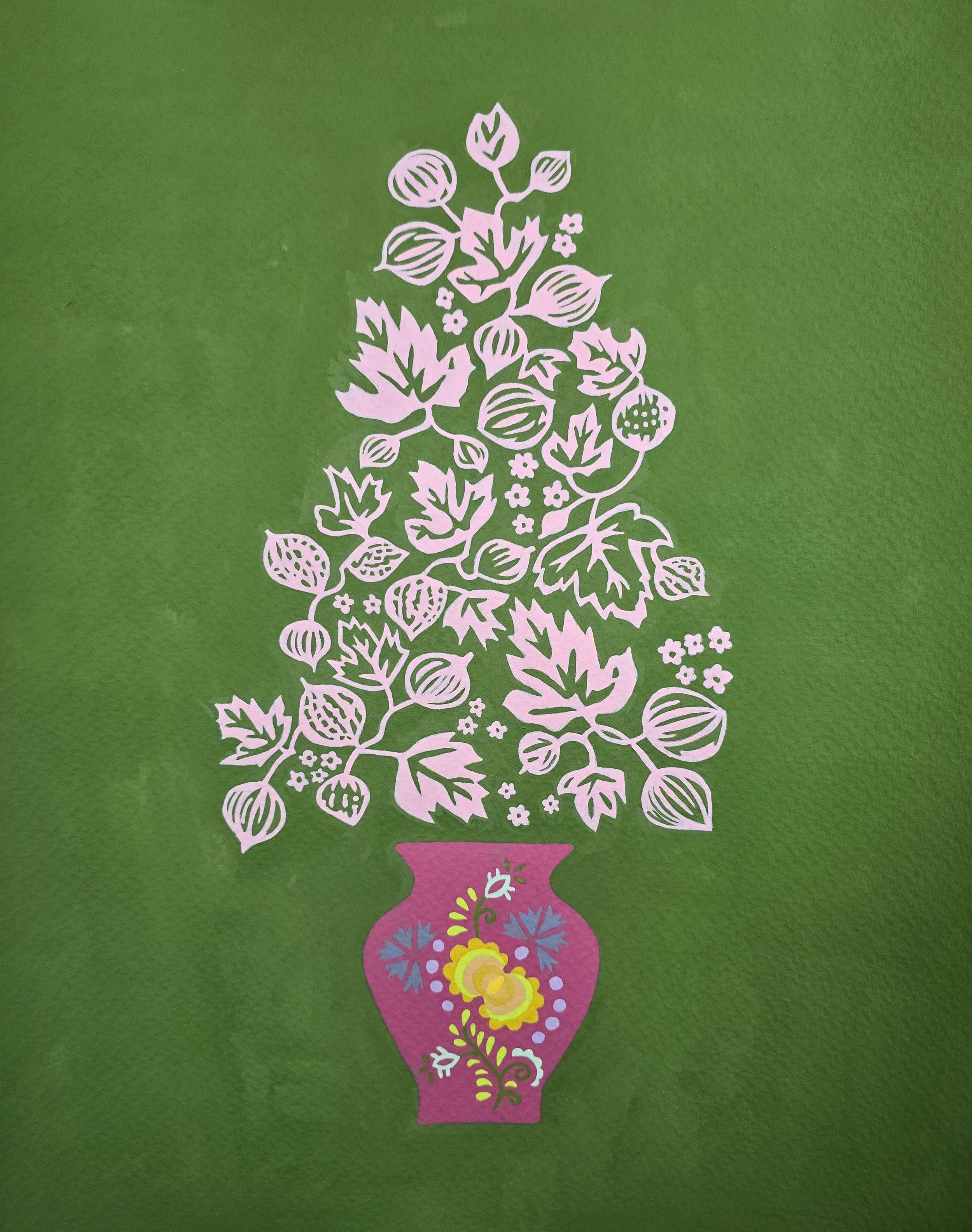 Gooseberry, gouache on paper, 12"x16"