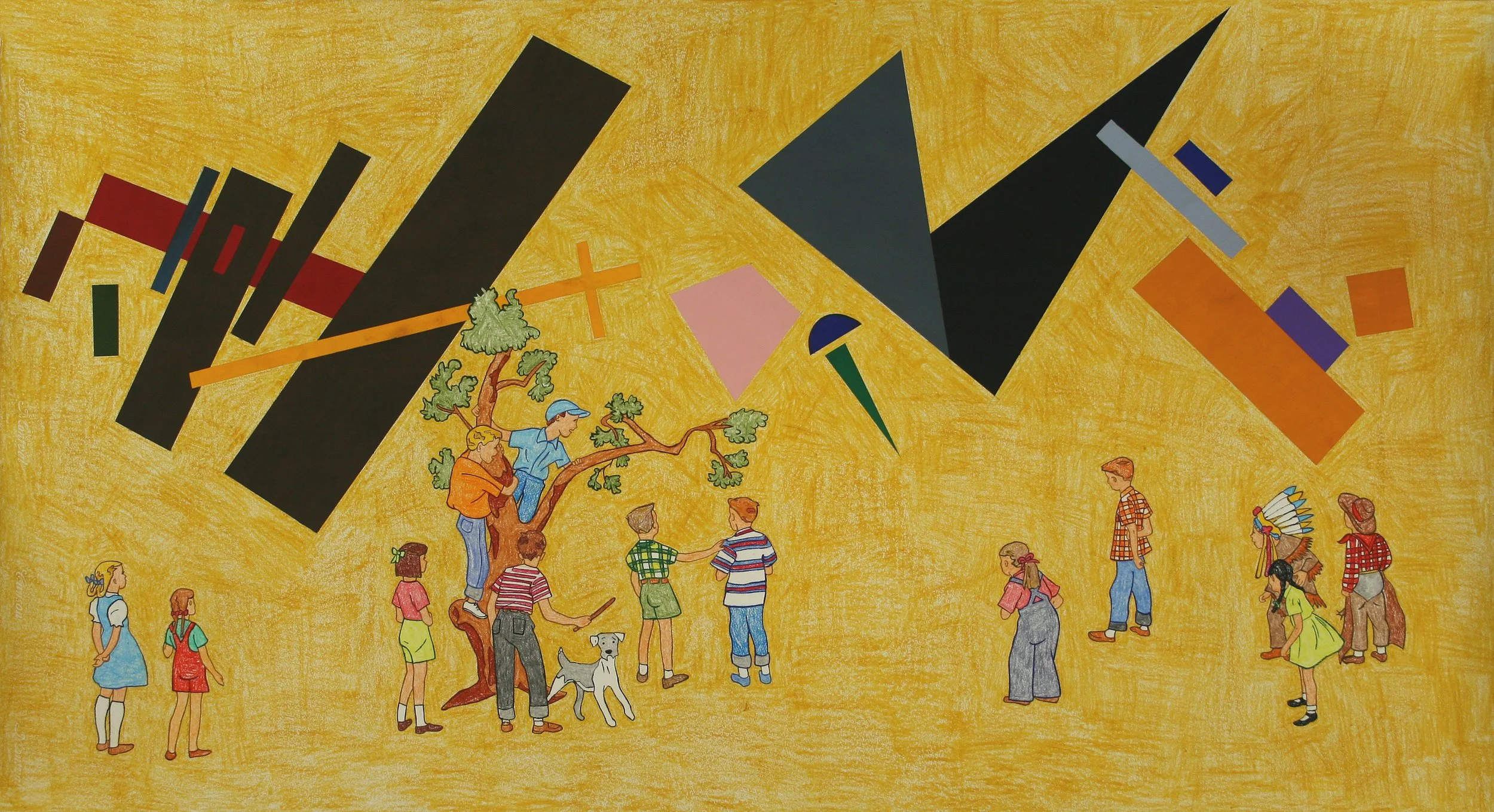 What We See Verses What is There, gouache and crayon on paper