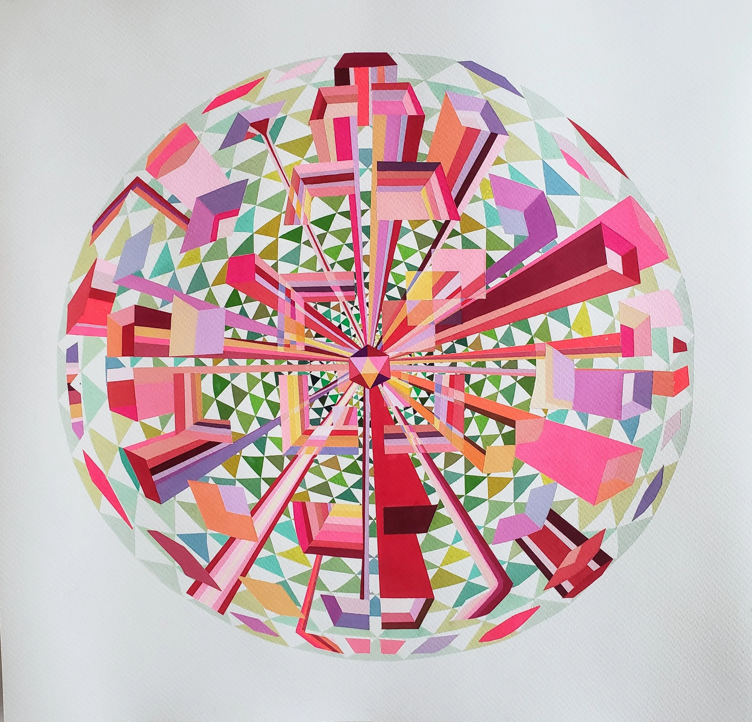 Imploding Universe, gouache on paper, 28"x28"