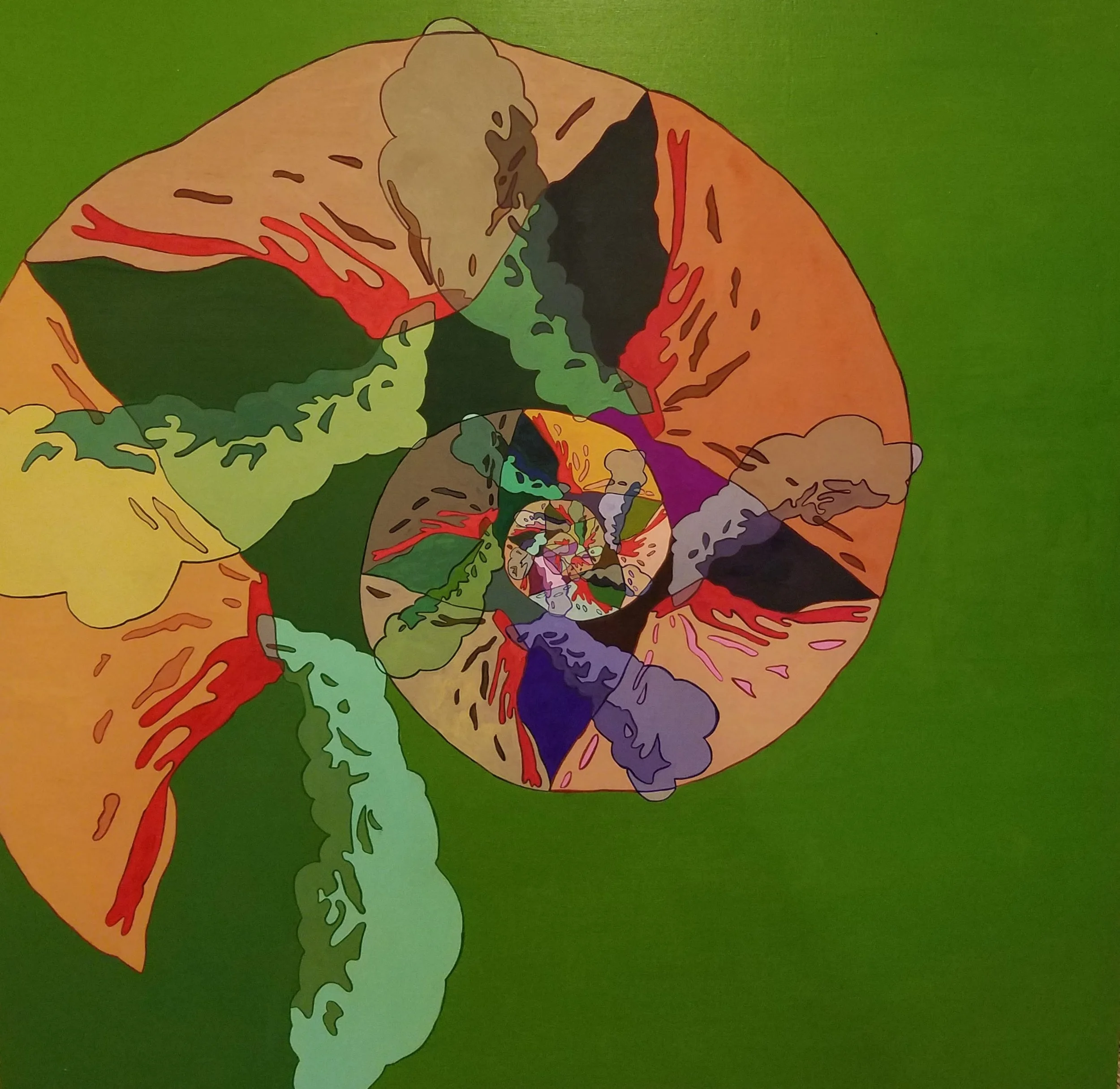 Volcanados, gouache on wood panel, 32"x32"