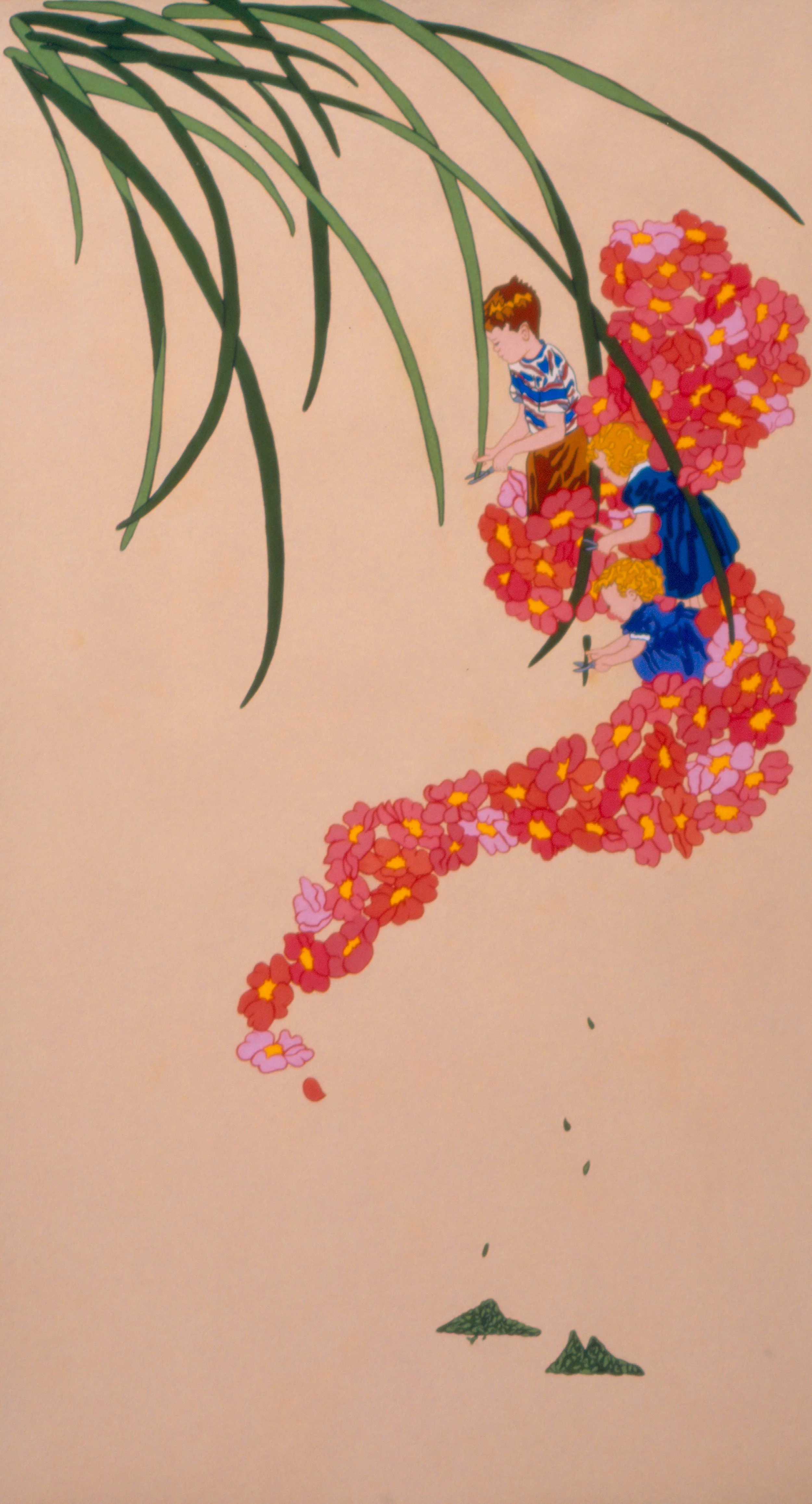 Grooming the Wild, gouache on paper