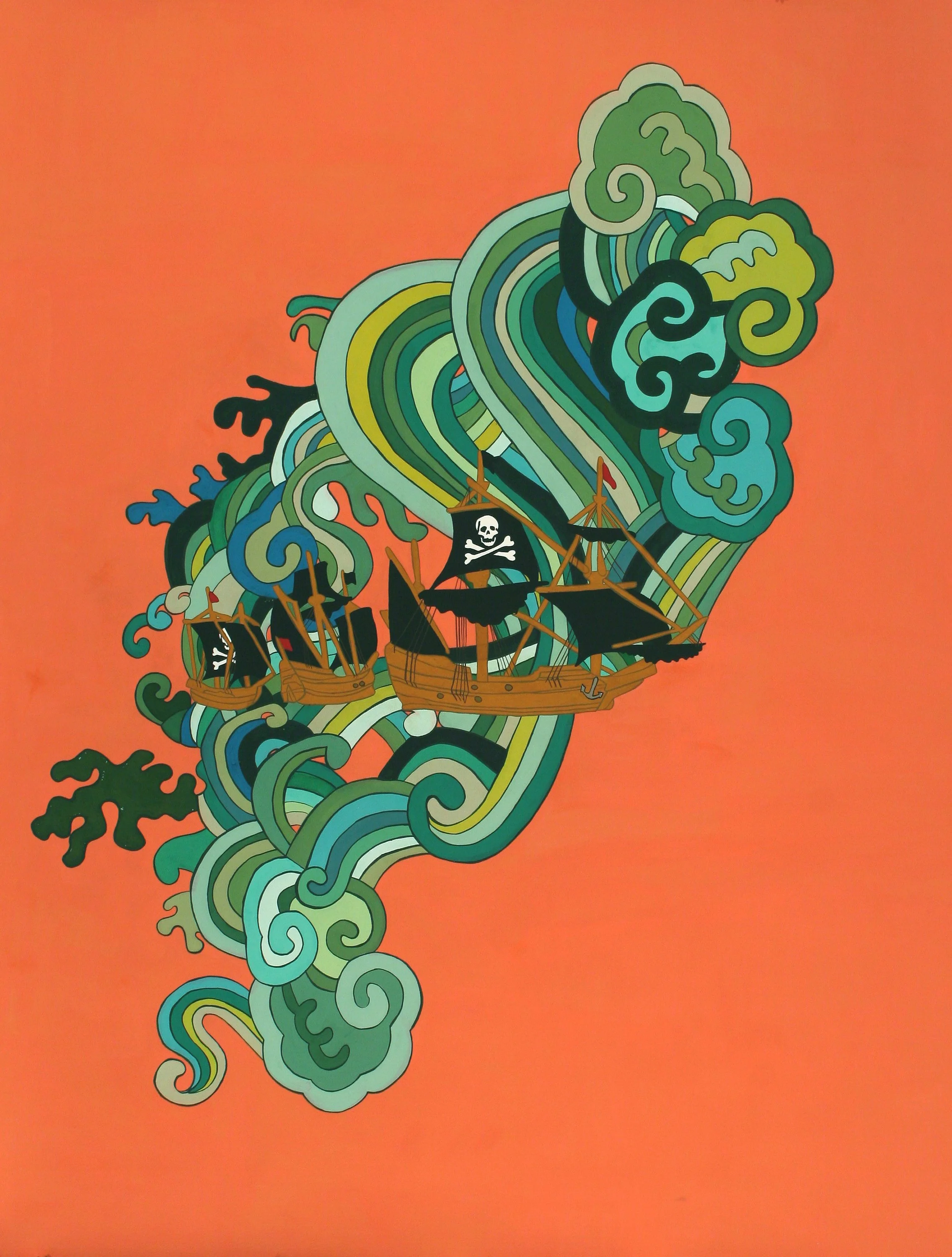 Trade Route, gouache on paper