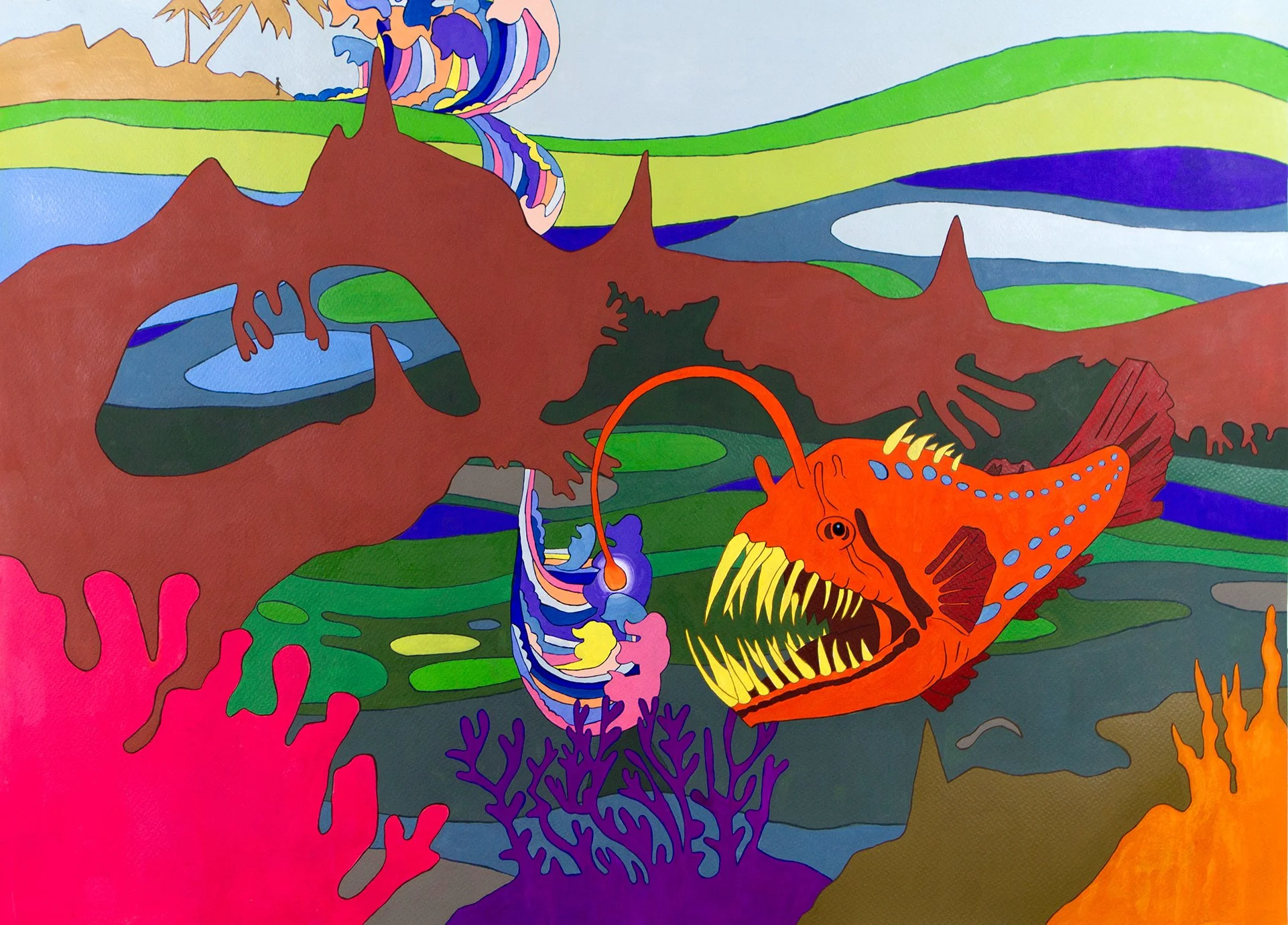 Deep Below, gouache on paper, 45"x32"