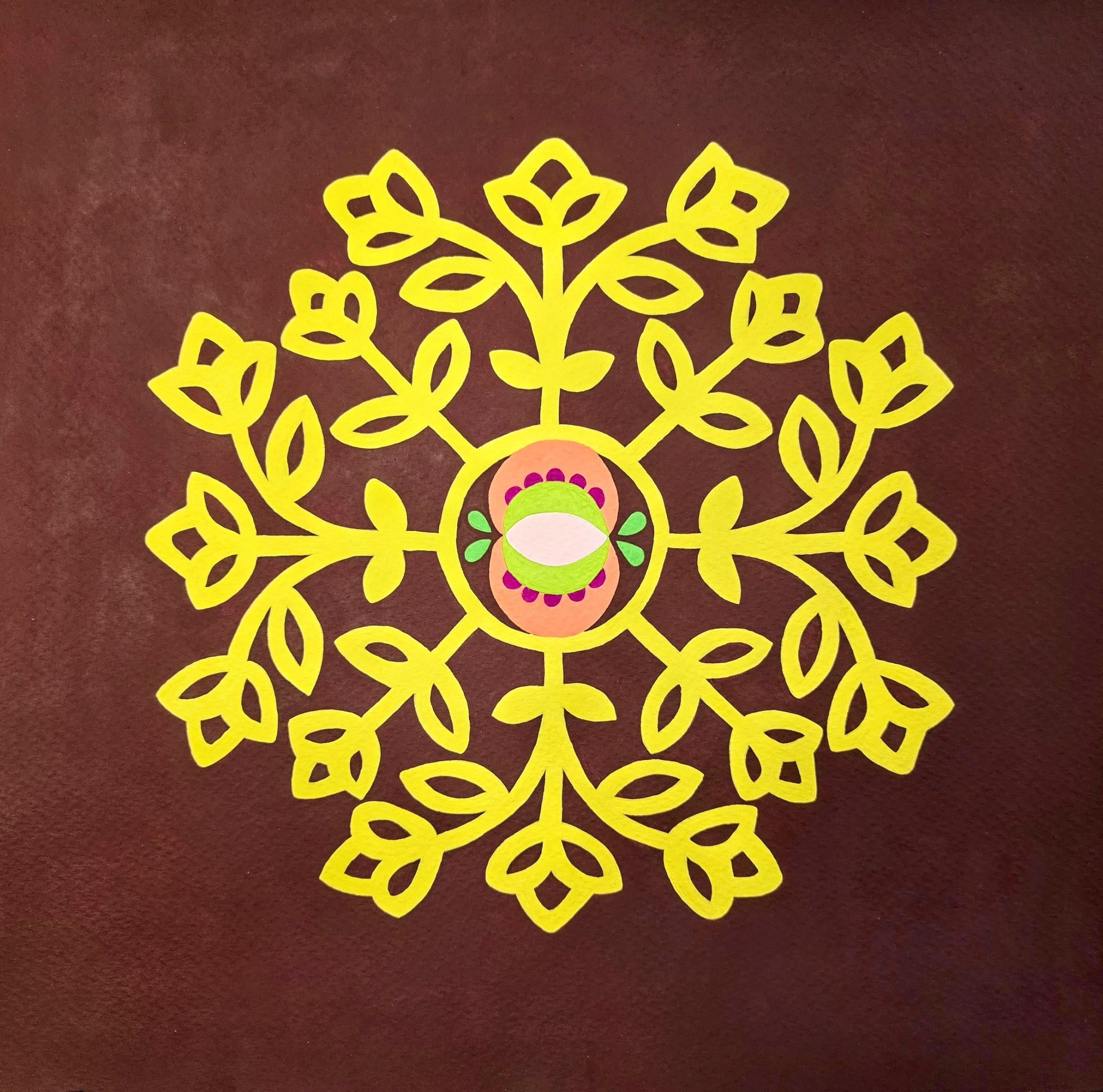 Avocado Medallion, gouache on paper, 16"x16"