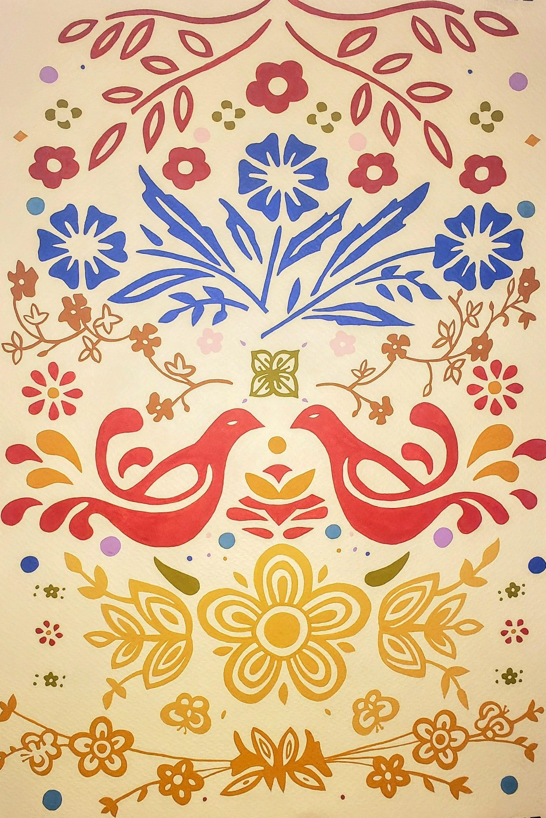 Friendship Sampler, gouache on paper, 16"x27"