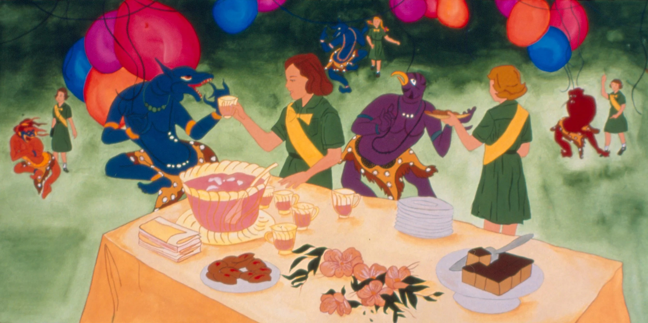  Party Dynamics, gouache on paper