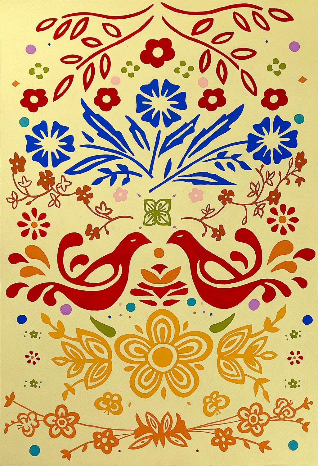 Friendship Sampler, gouache on paper, 16"x27"