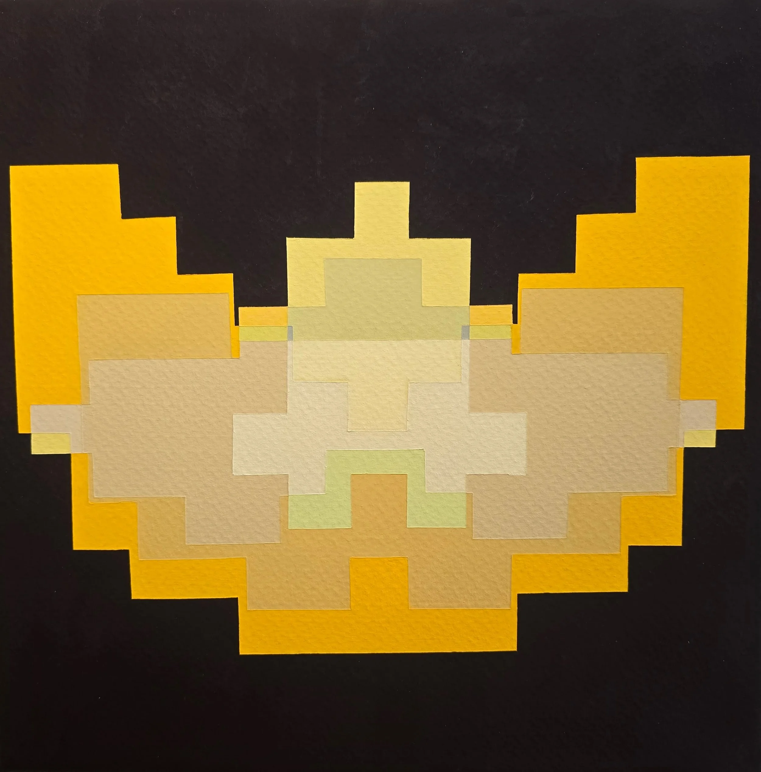 Pac-Man Takes the Four Paths to Liberation, gouache on stretched paper, 12"x12"