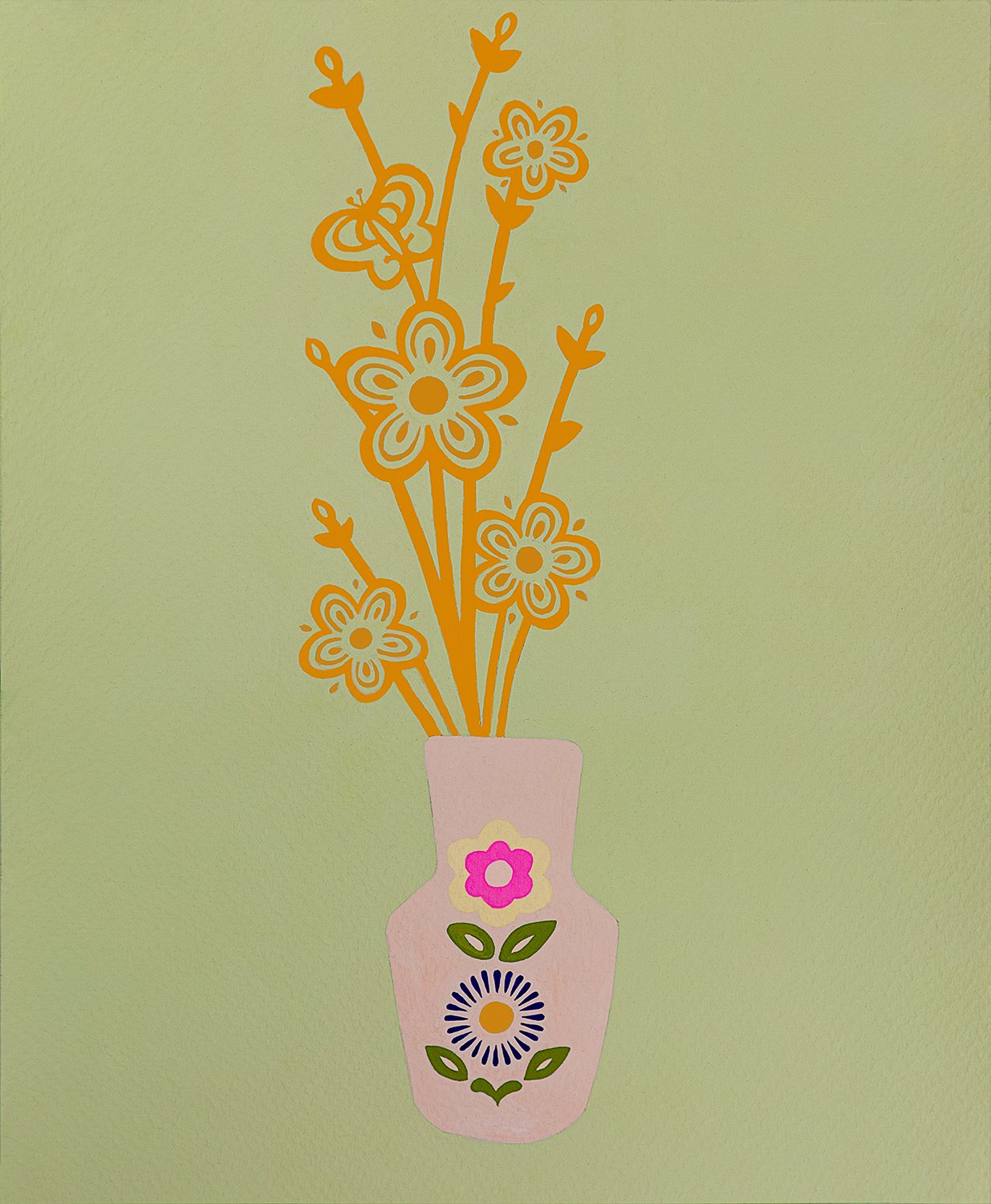 Butterfly Gold II, gouache on paper, 12"x16"