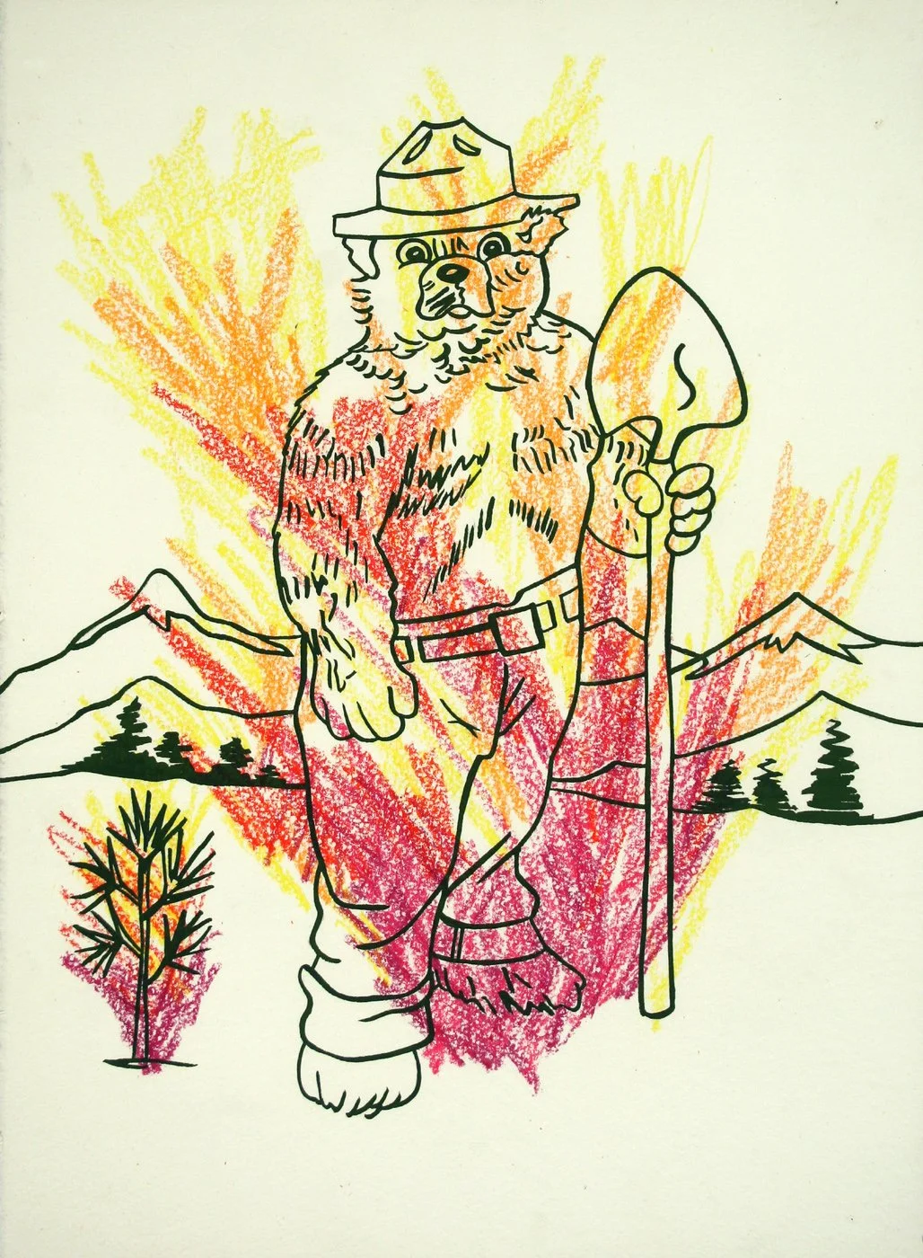 Wildfire, gouache on paper