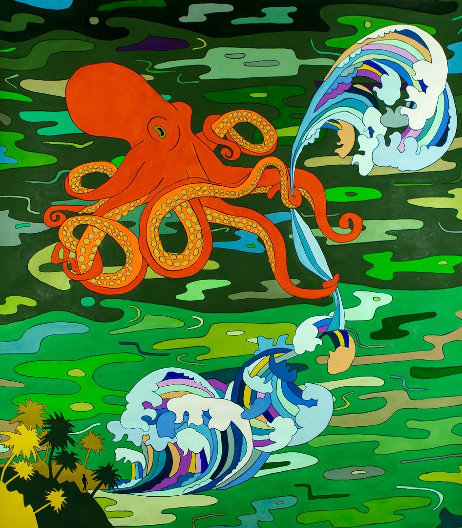 The Message, gouache on paper, 32"x45"