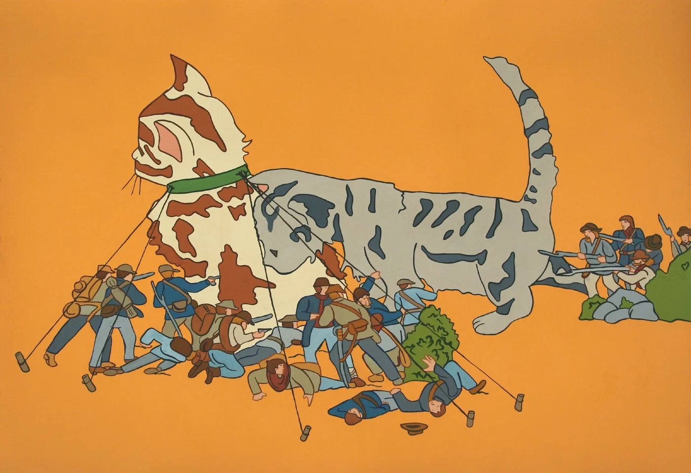 The Kitten Wars, gouache on paper