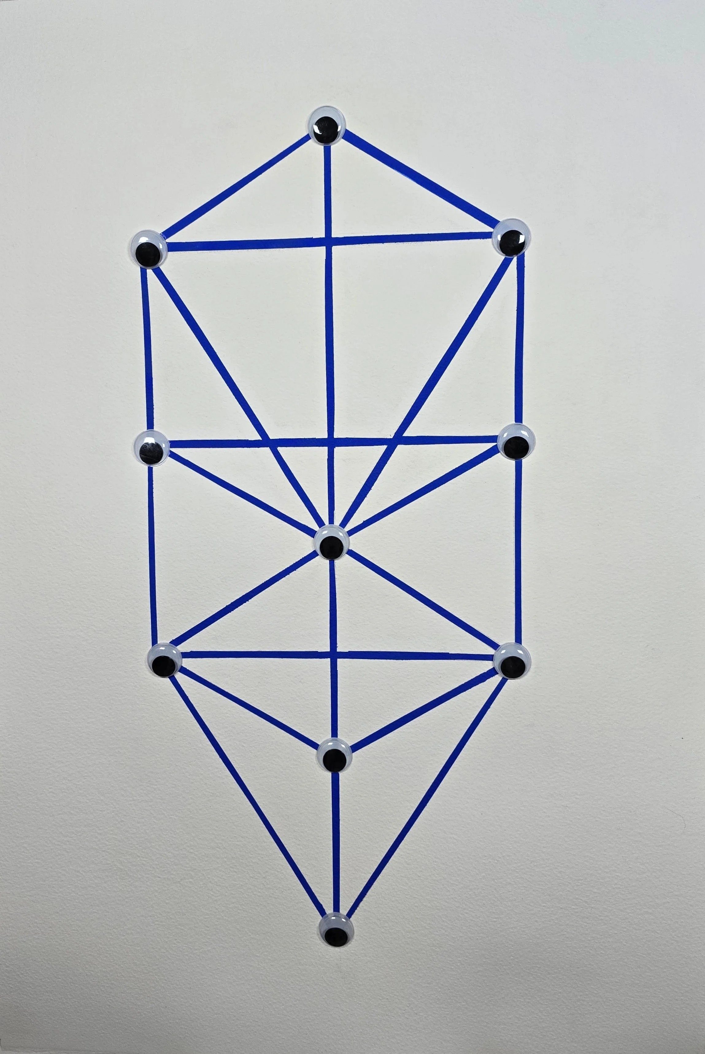 The Universe's Indifference, gouache and googly eyes on paper, 16"x23.5"