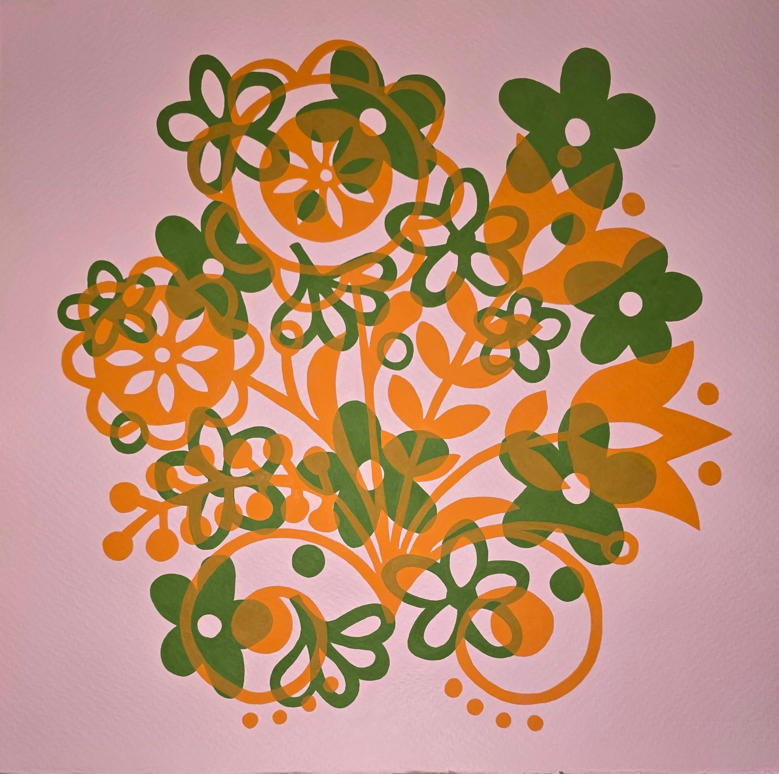 Spring Blossom, gouache on paper, 16"x16"