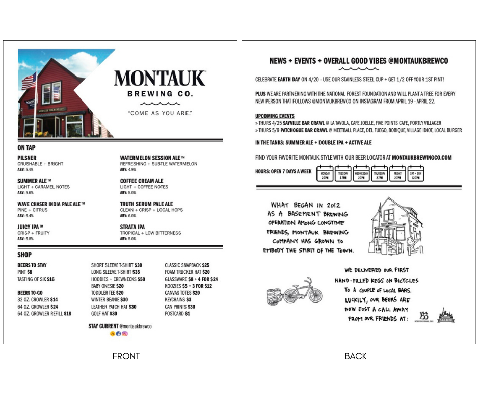 Tasting Room Menu 
