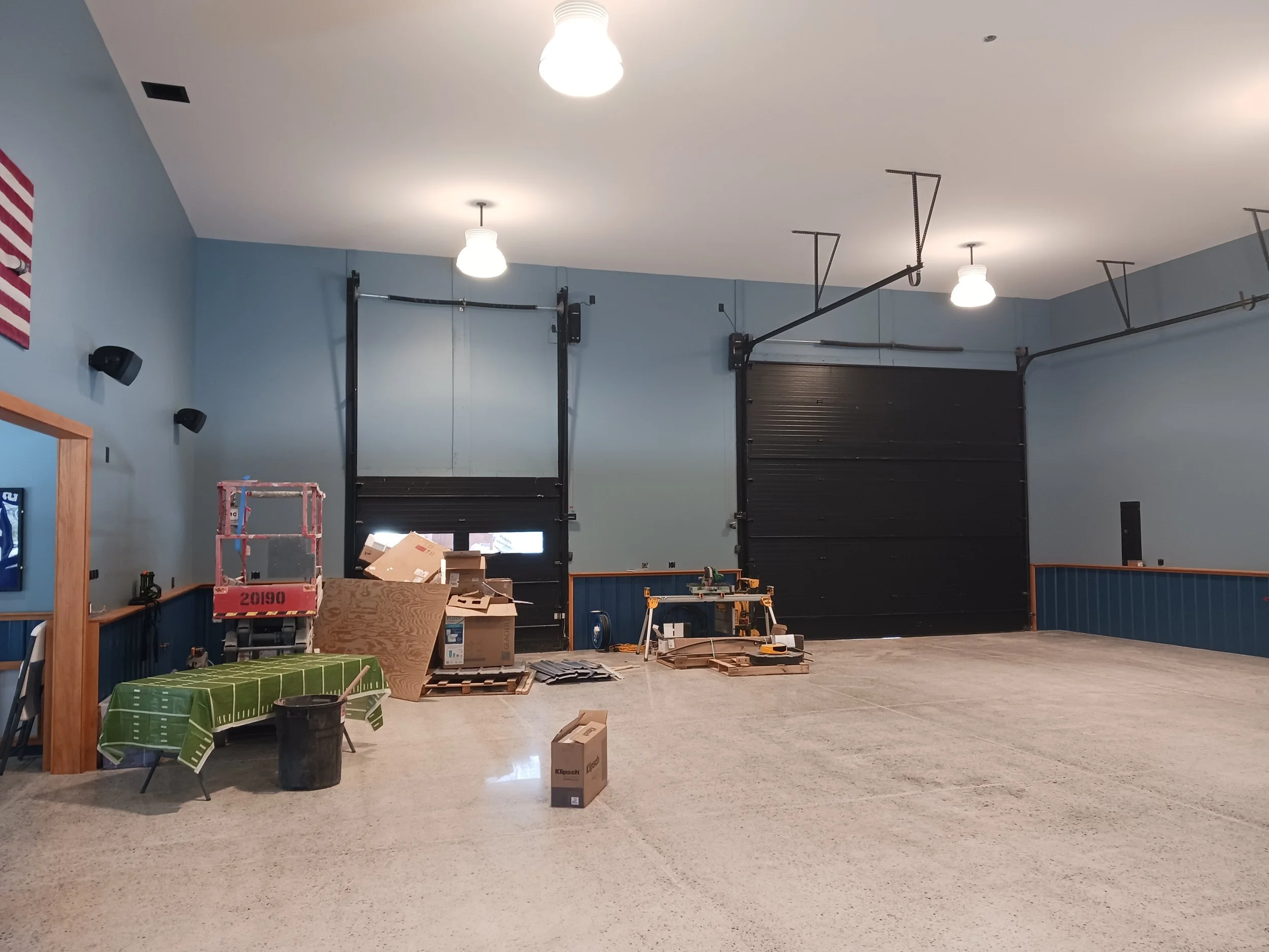 After the sheetrock was primmed and finish coating on the ceiling/ walls.