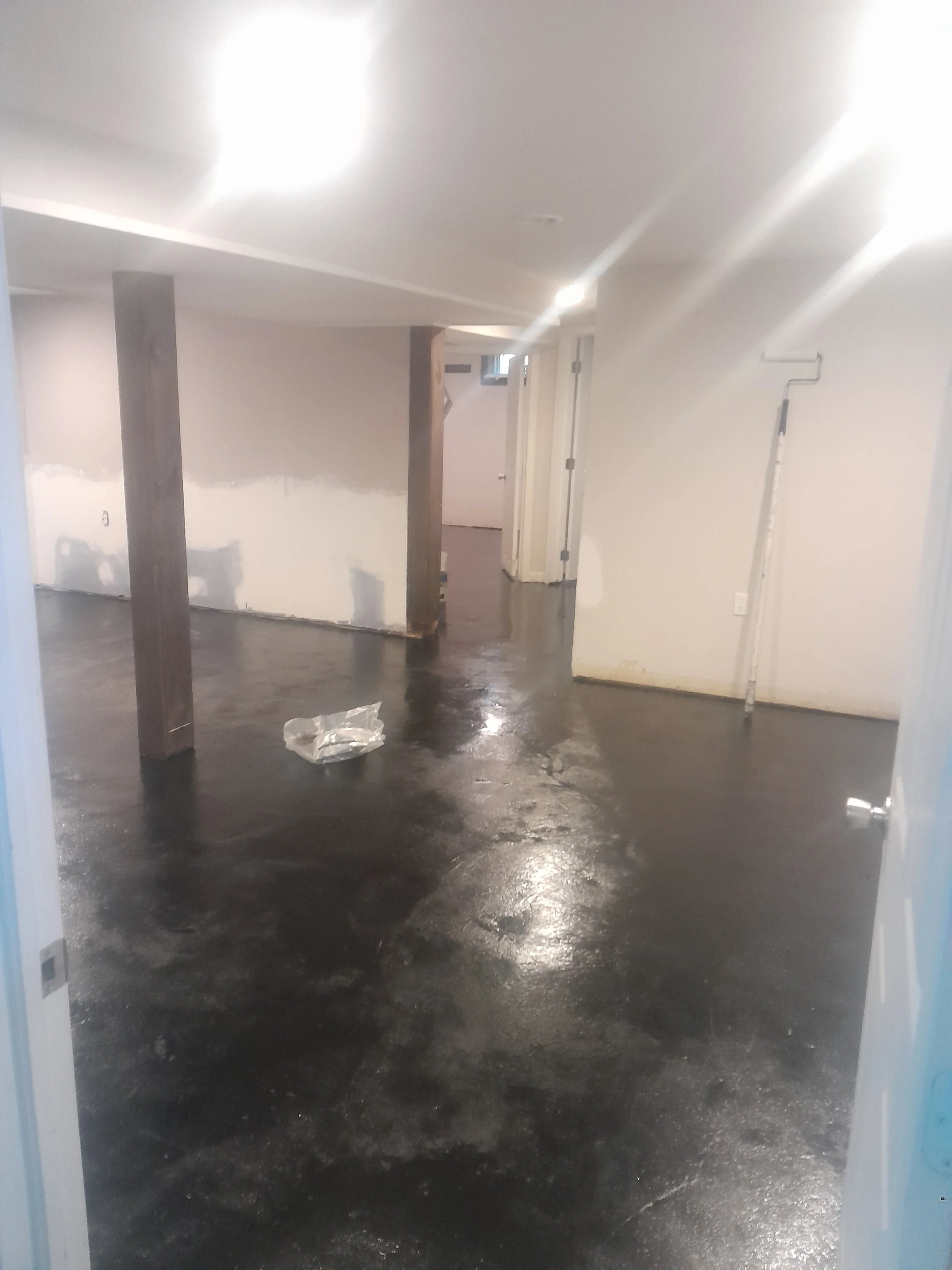 the customer decided to go with stock black and opted out of the paint flakes, so we are just applying the finish top clear protective coating to complete this job.