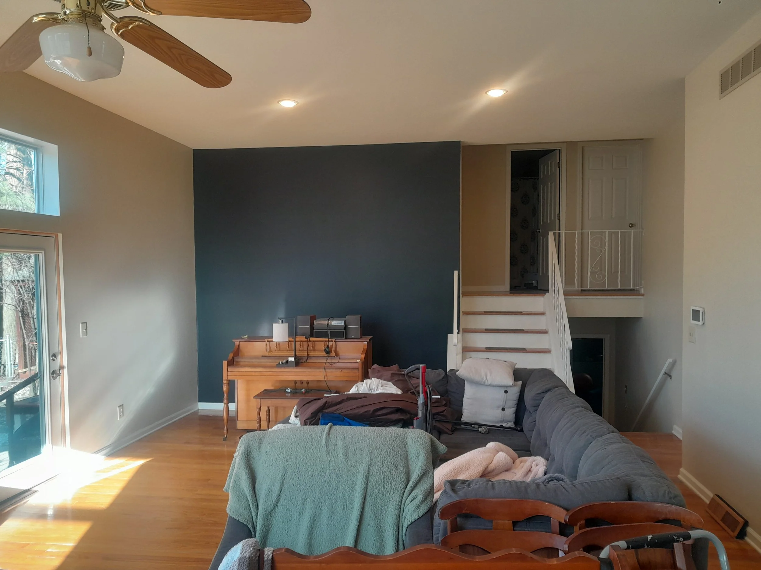 2 finish coats on all walls/ceiling/ trim with an accent wall.