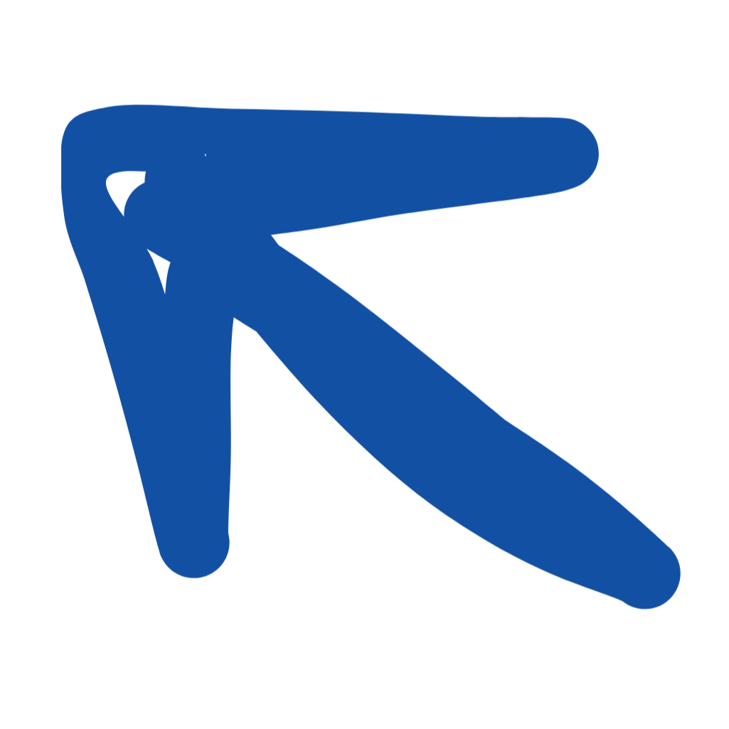 Lettre R stylisée en bleu avec un design moderne sur fond noir.