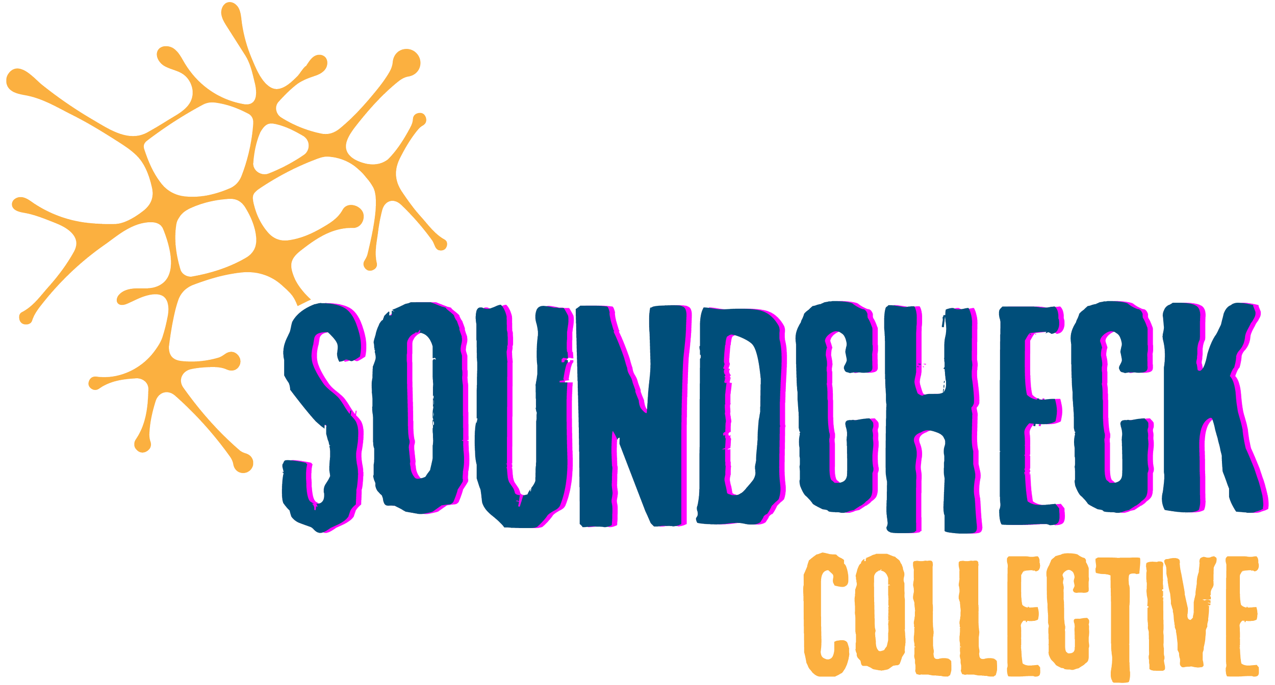 Logo of Soundcheck Collective with a stylized neuron and colorful text