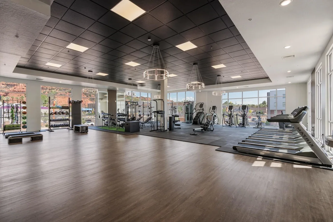 Finished fitness facility interior shown in Artisan Group's published construction project portfolio