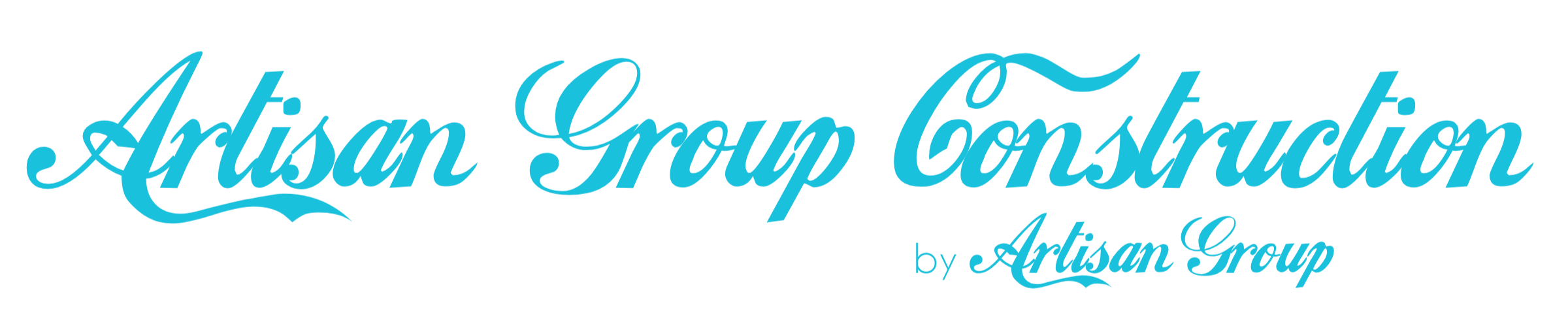 Logo with the text 'Artisan Group Construction by Artisan Group' in blue cursive font.