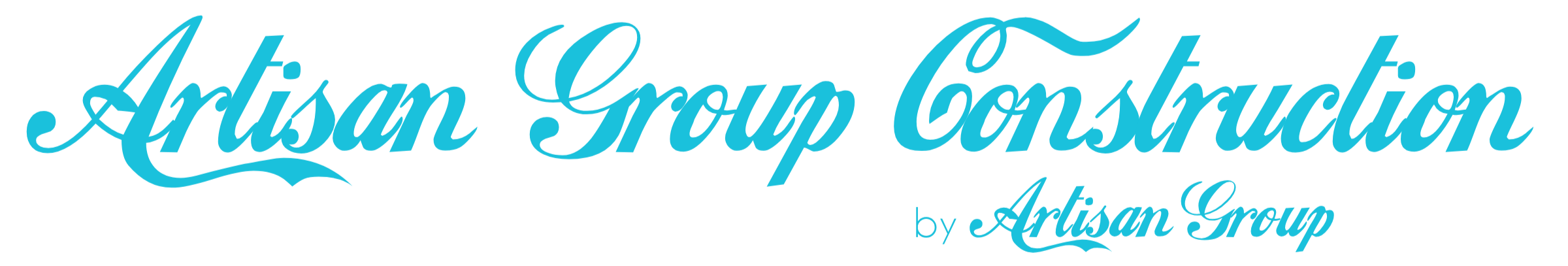 Text logo reading 'Artisan Group Construction by Artisan Group' in blue cursive font.