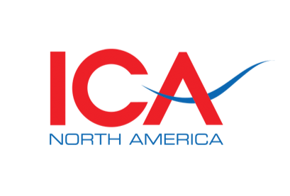 ICA North America logo with red letters and a blue swoosh.