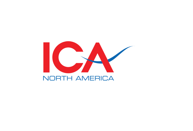Logo of ICA North America with red 'ICA' and blue 'North America' text, and a blue swoosh.