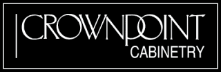 Crownpoint Cabinetry logo with white text on a black background