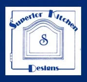 Logo for Superior Kitchen Designs featuring a blue shield with a stylized 'S' in the center and the company name around the shield.