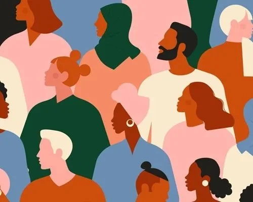 Geometric drawing of an outline square with sections divided by vertical, horizontal, and circle lines.