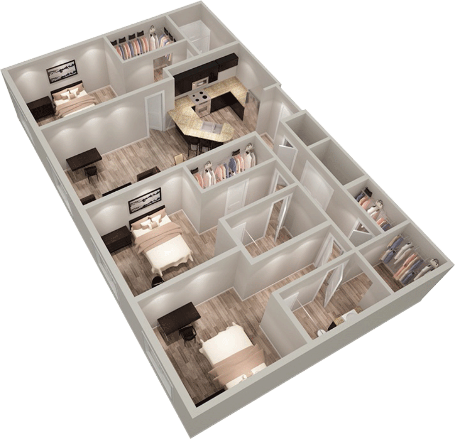 The Griff | Off-Campus Apts near OSU | C | 3 Bed 3 Bath | 1,431 Sq. Ft.