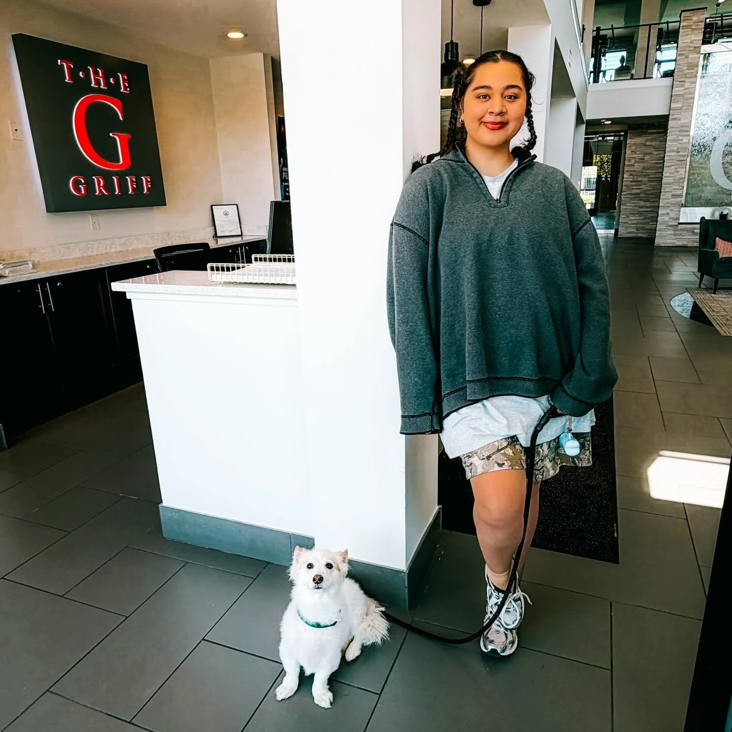 Is this not the cutest pup you&rsquo;ve ever seen?! 🐶😍

We love catching up with our residents and their pets&mdash;stop by the desk and say hi for a couple of treats! 🦴🐾