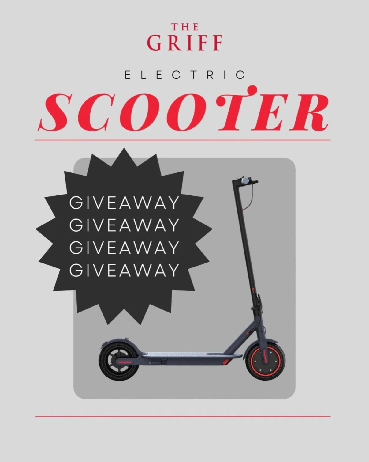 🛴 GIVEAWAY TIME 🛴

We&rsquo;re giving away an electric scooter to one lucky winner! Here&rsquo;s how to enter:

1️⃣ Follow @thegriff614 
2️⃣ Like this post
3️⃣ Tag a friend in the comments

Bonus entry: repost this to your story and tag us for an e