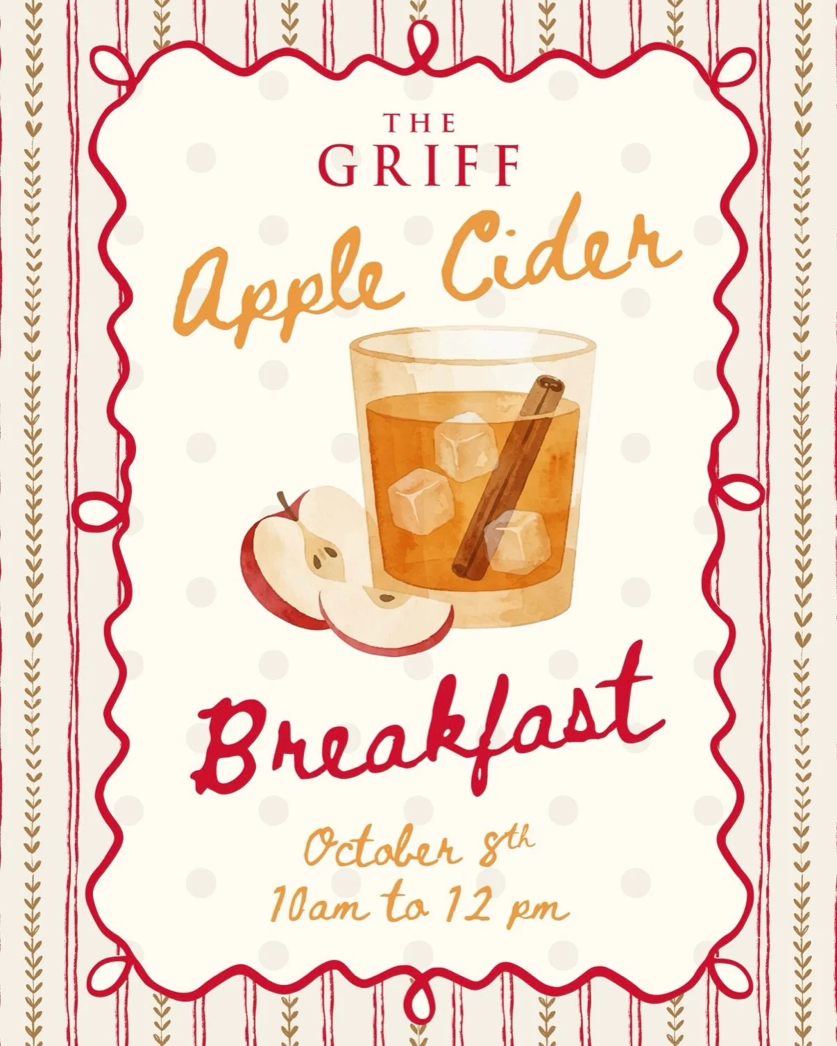 Apple Cider Breakfast Bar 🍎☕

Join us for a cozy fall morning with apple cider, donuts, coffee, and cinnamon rolls!

📅 October 8th
⏰ 10 AM - 12 PM

Come grab a bite and kick off the season with us 🍂